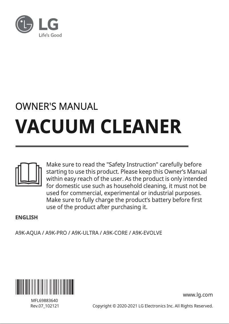 Image de la première page du manuel de l'appareil CordZero A9K-ULTRA