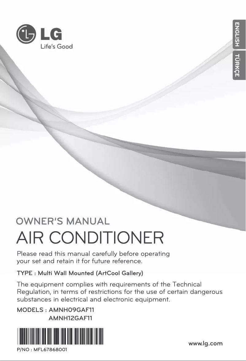Page 1 de la notice Manuel utilisateur LG AMNH09GAF11