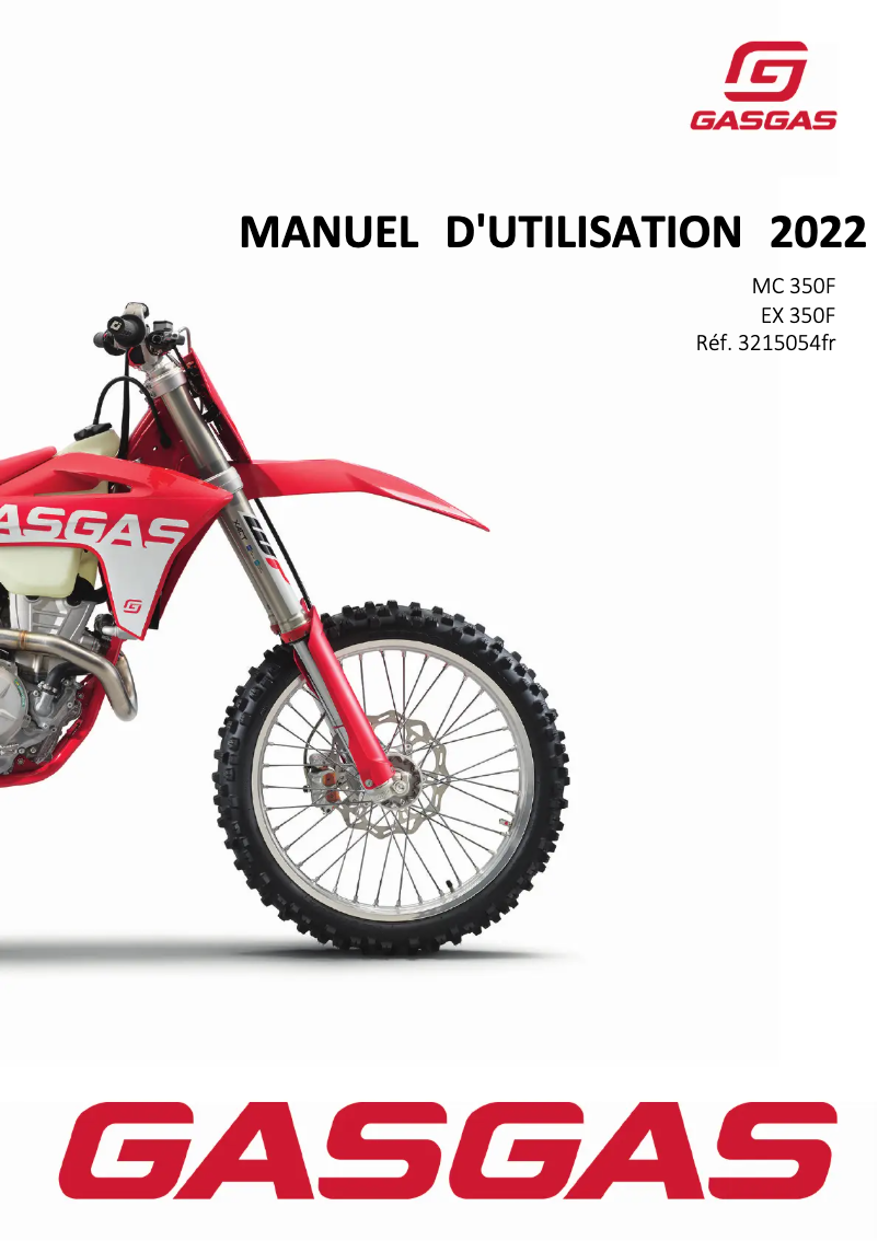 Page 1 de la notice Manuel utilisateur GasGas MC 350F (2022)