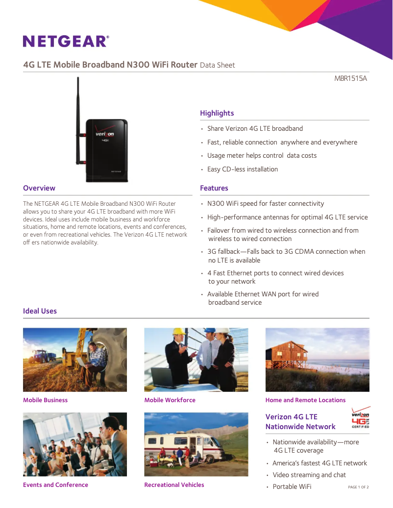 Page n°1 - Manuel utilisateur Netgear Verizon MBR1515A