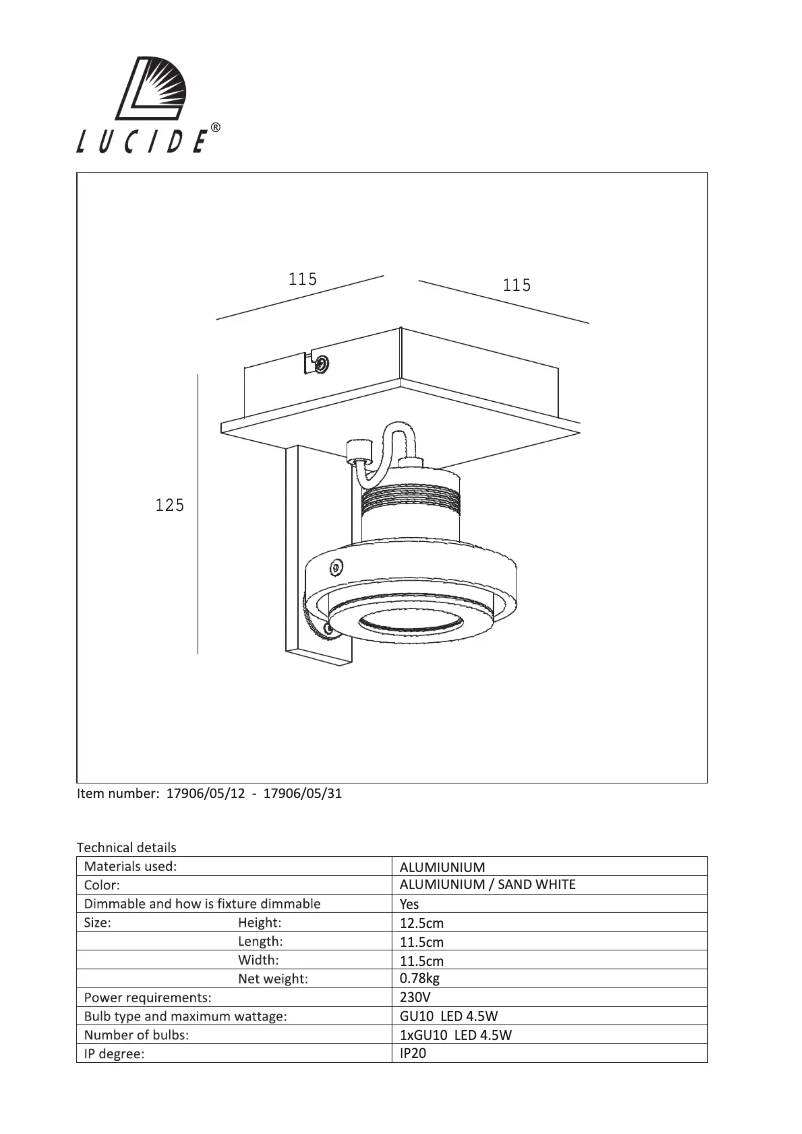 Image de la première page du manuel de l'appareil Landa 17906/05/31