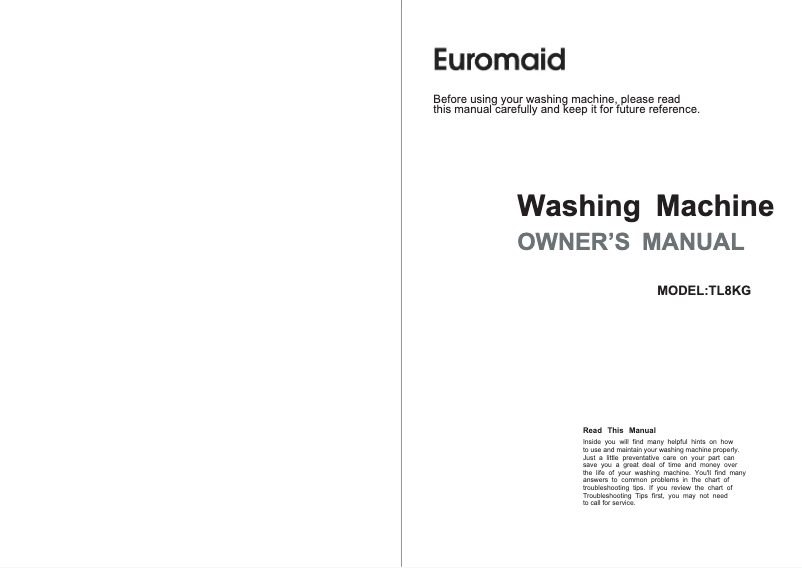 Page n°1 - Manuel utilisateur Euromaid TL8KG