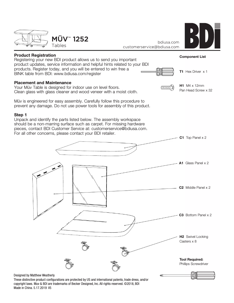Page n°1 - Manuel utilisateur BDI Muv 1252