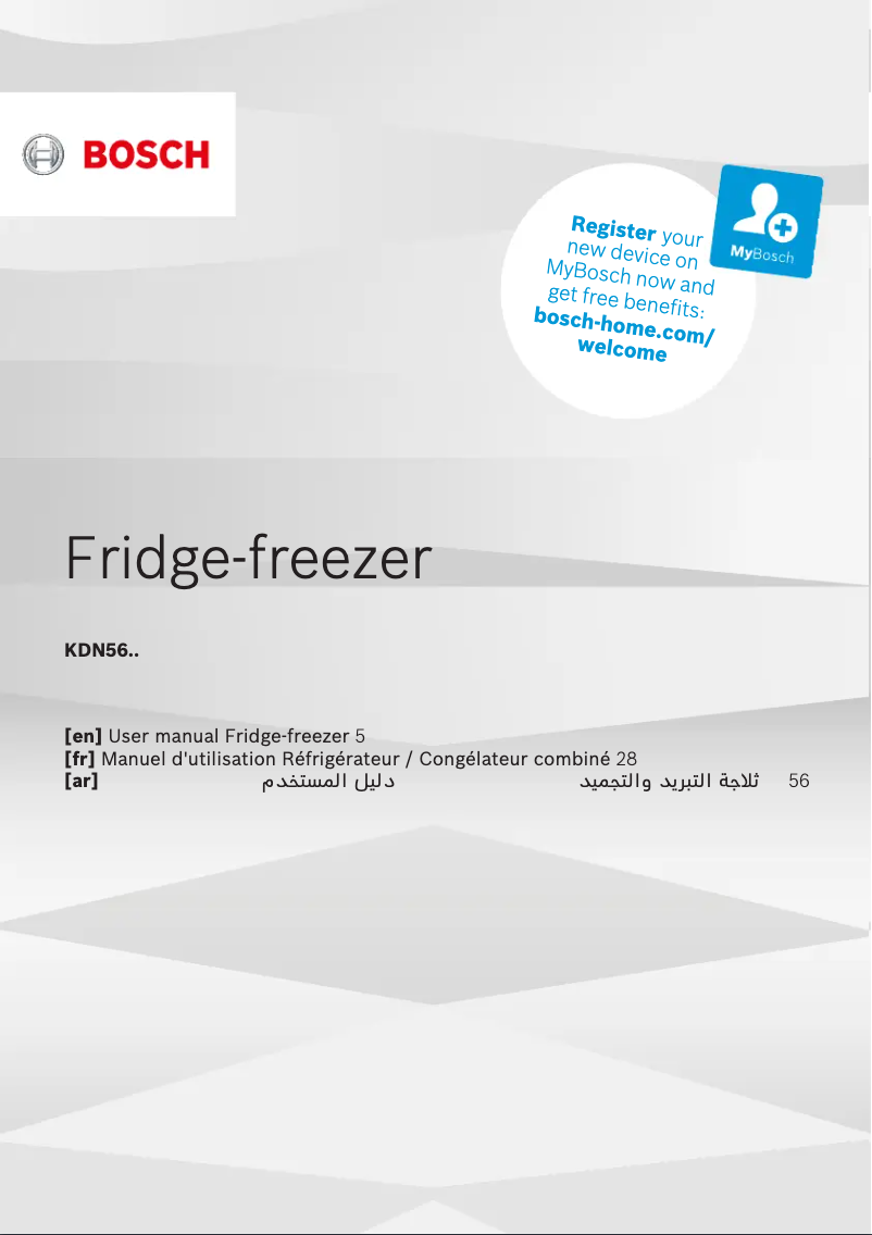 Page n°1 - Manuel utilisateur Bosch KDN56XI3M8