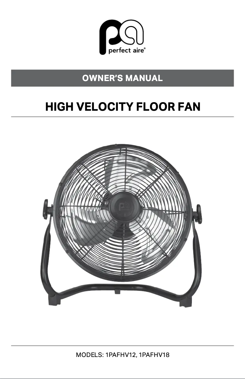 Page 1 de la notice Manuel utilisateur Perfect Aire 1PAFHV12