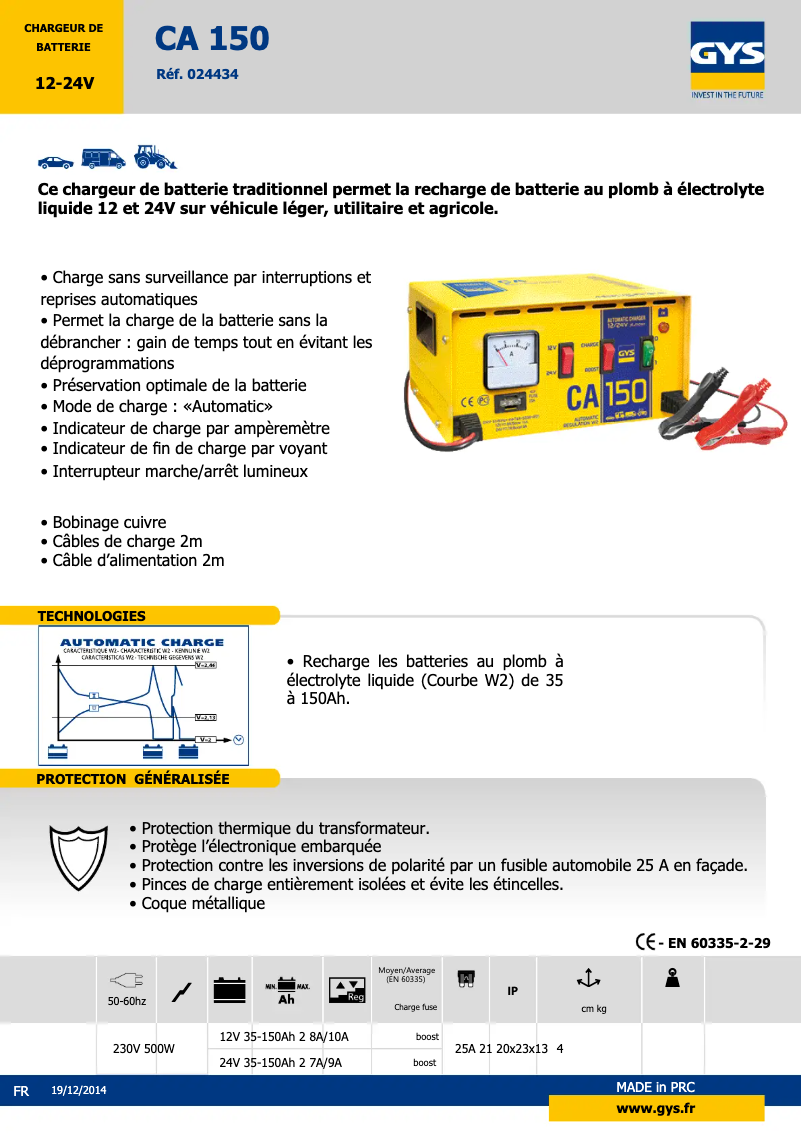 Image de la première page du manuel de l'appareil CA 150