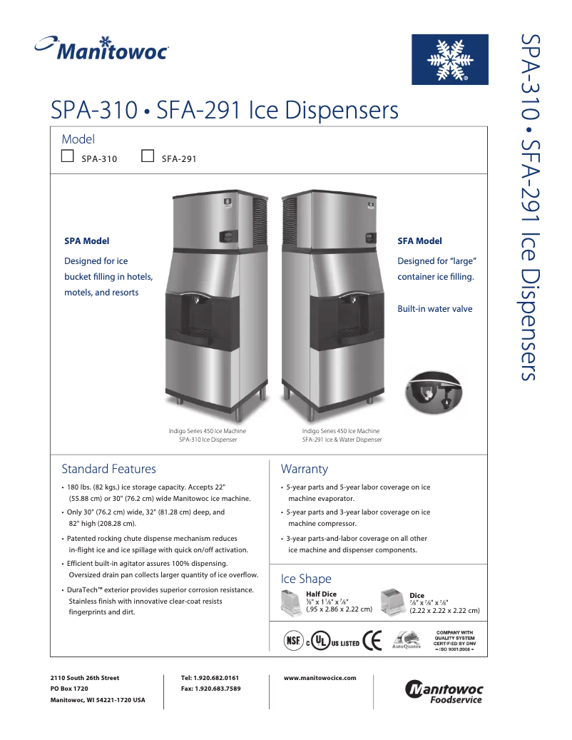 Image de la première page du manuel de l'appareil SFA-291