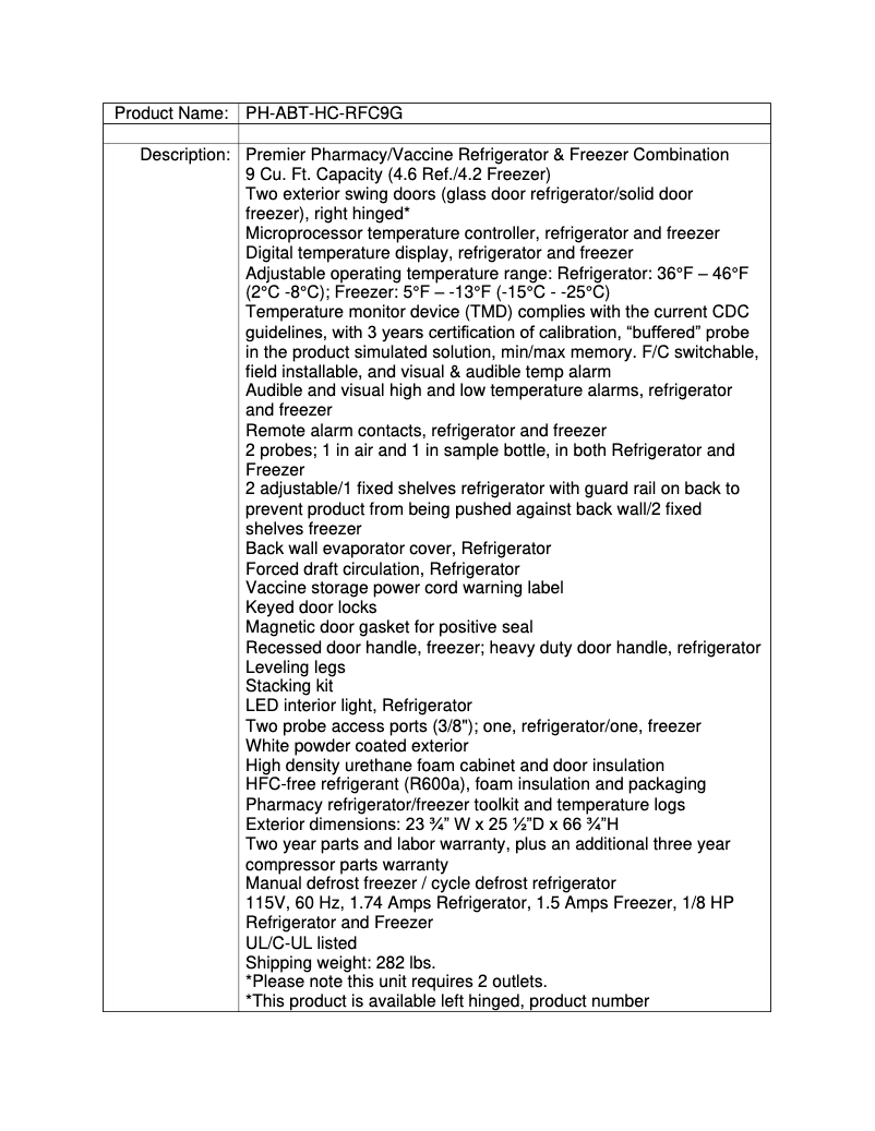 Page 1 de la notice Manuel utilisateur American BioTech Supply PH-ABT-HC-RFC9G