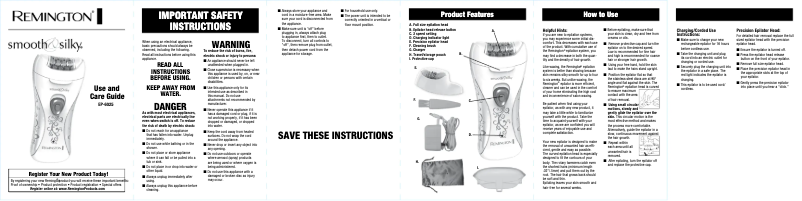 Page n°1 - Manuel utilisateur Remington Smooth&Silky EP6025A