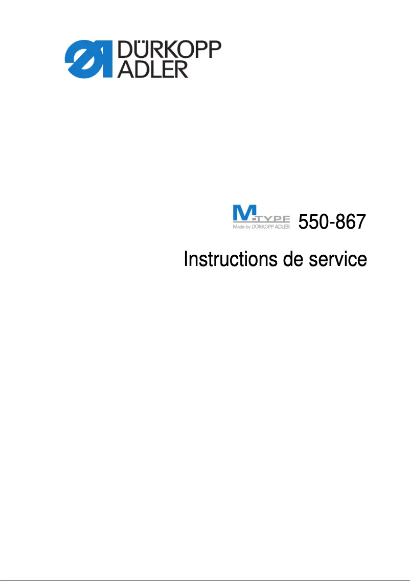 Page n°1 - Manuel utilisateur Dürkopp Adler 550-867