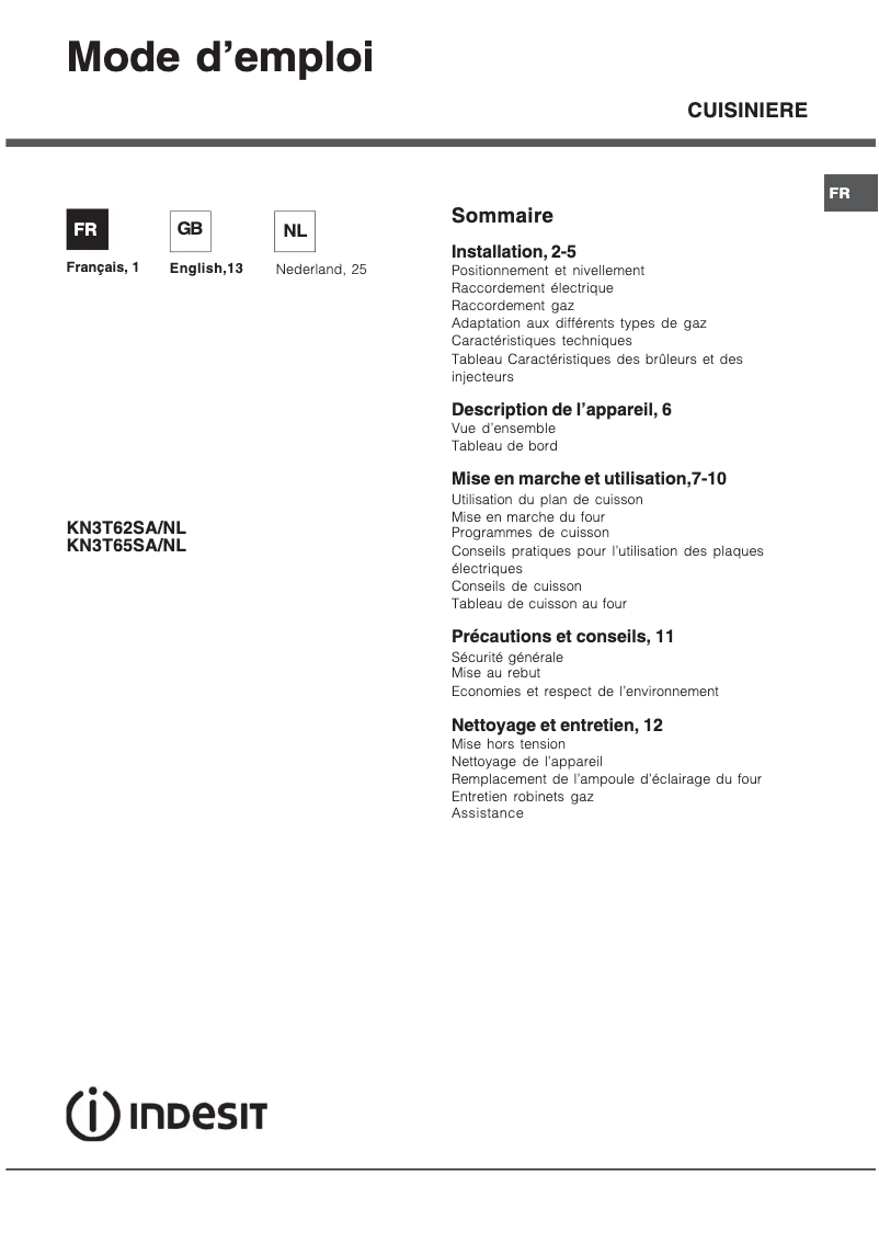 Imagen de la primera página del manual del dispositivo KN3T65SA