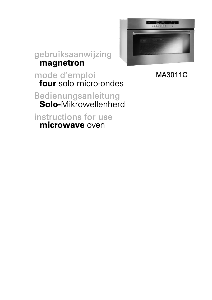 Page 1 de la notice Manuel utilisateur Atag MA3011C