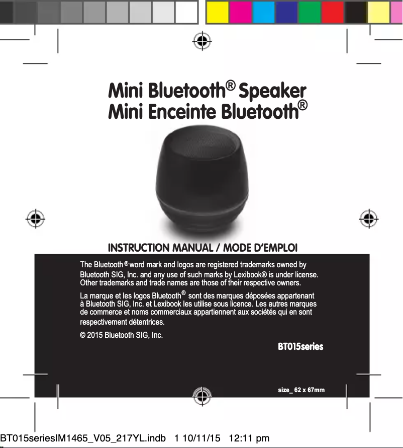 Page 1 de la notice Manuel utilisateur Lexibook BT015