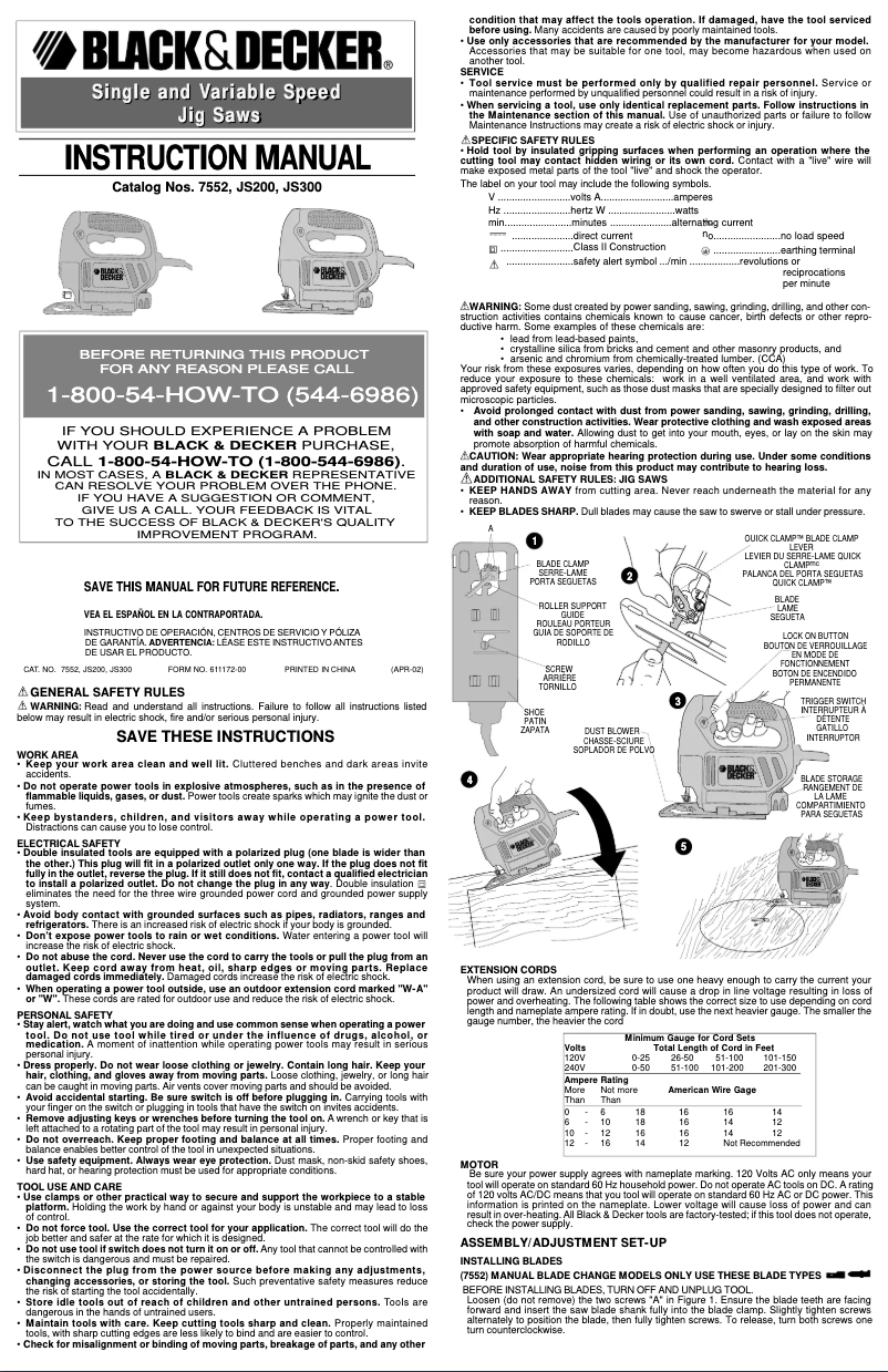 Page 1 de la notice Manuel utilisateur Black & Decker JS200U