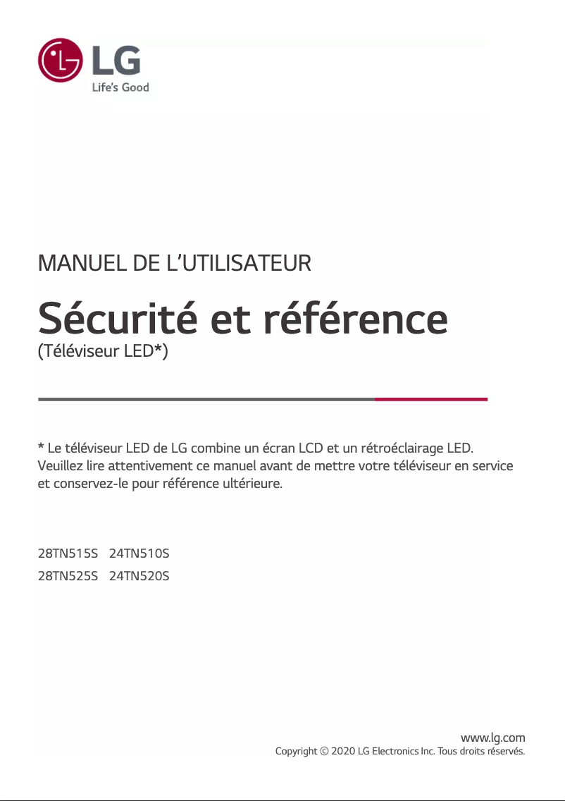 Page 1 de la notice Manuel utilisateur LG 24TN510S