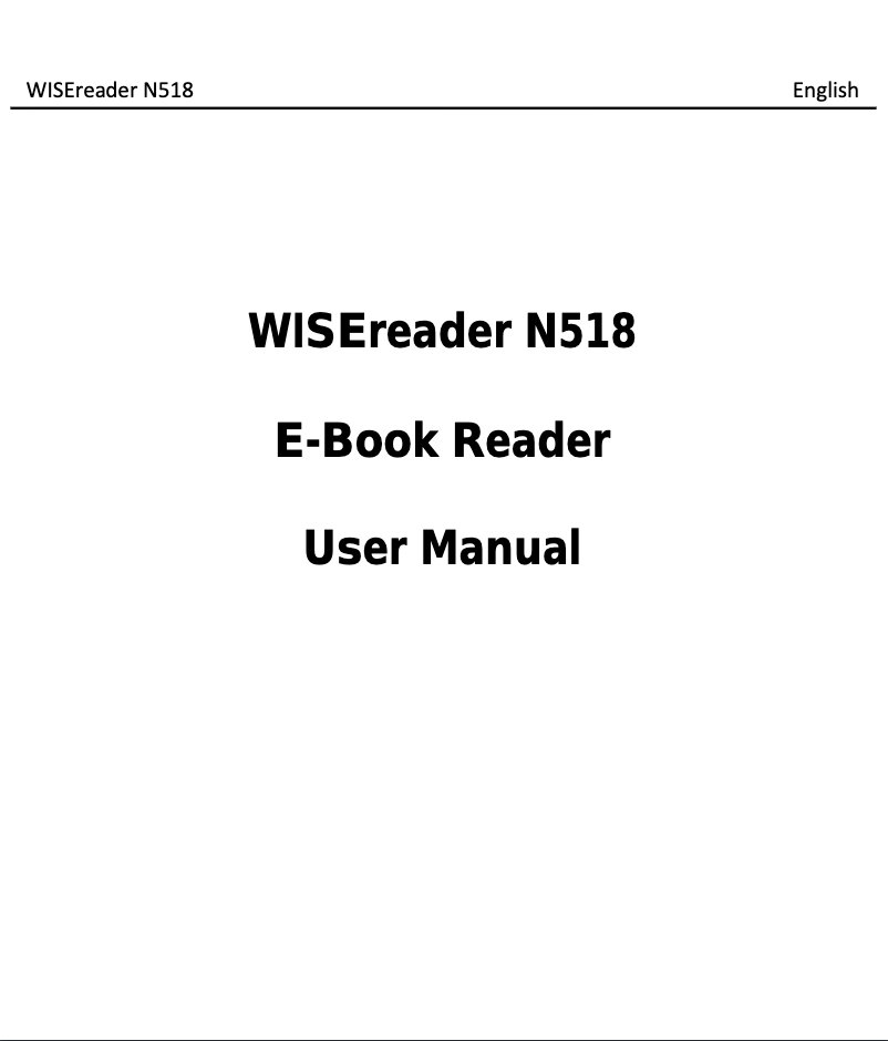 Page n°1 - Manuel utilisateur Hanvon WISEreader N518