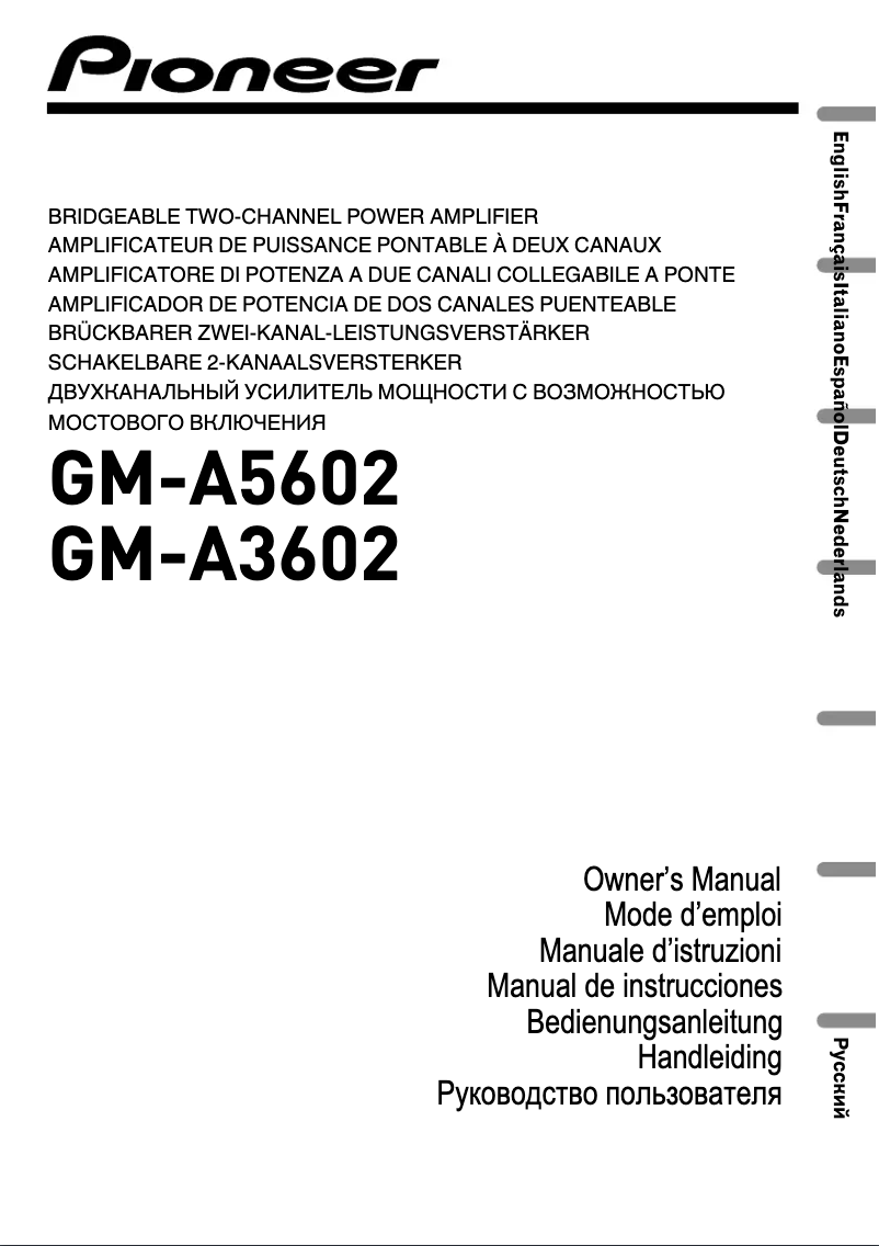 Page n°1 - Manuel utilisateur Pioneer GM-A3602