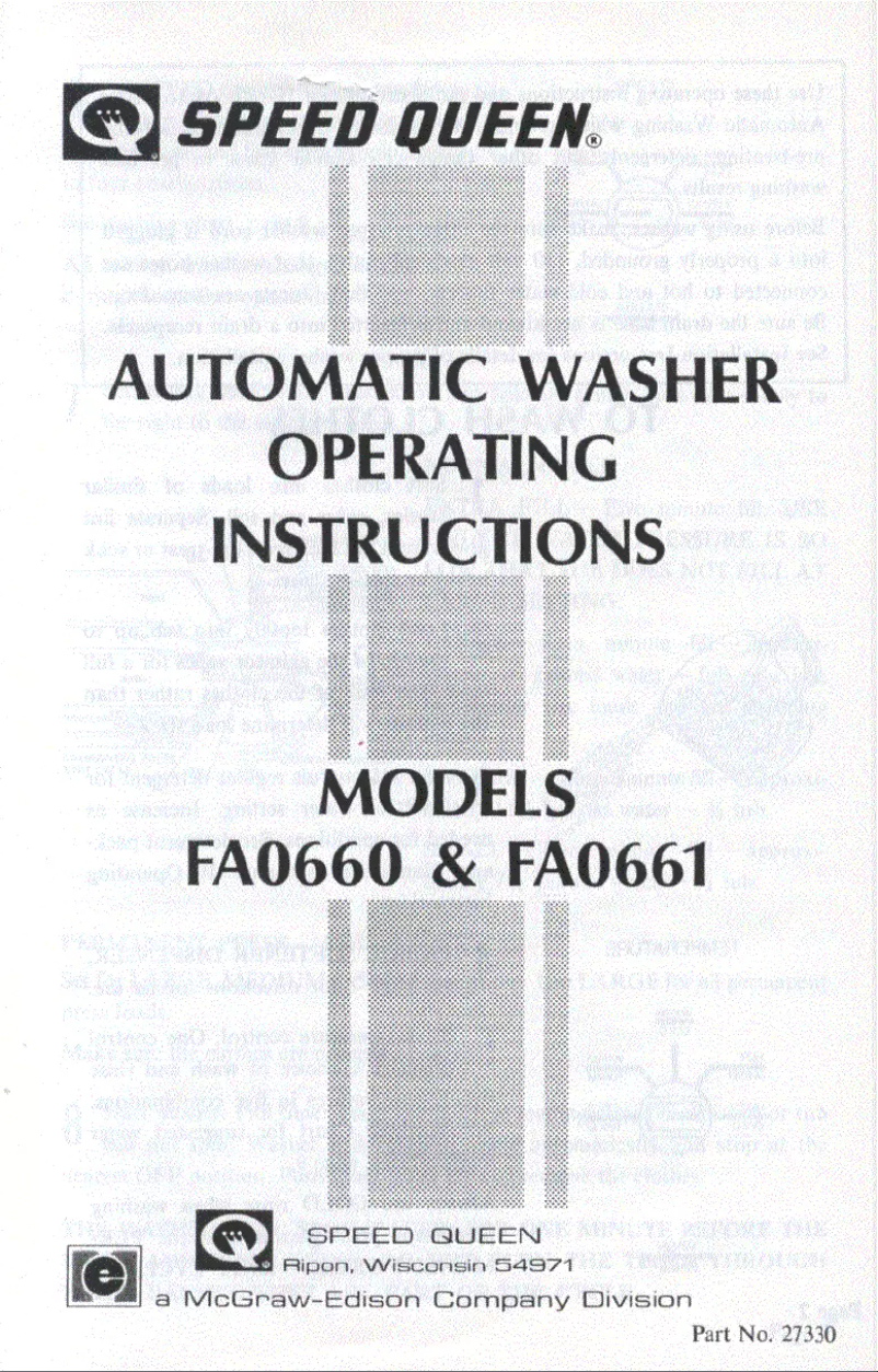 Página 1 del manual Manual de usuario Speed Queen FA0661