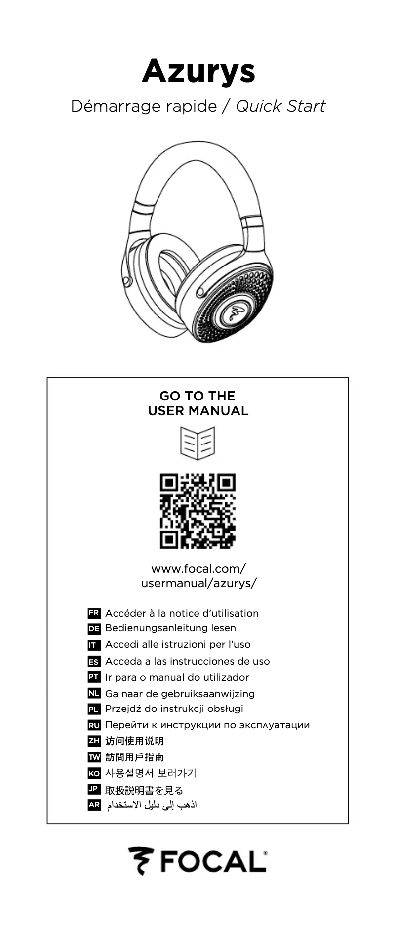 Página 1 del manual Guía de inicio rápido Focal Azurys
