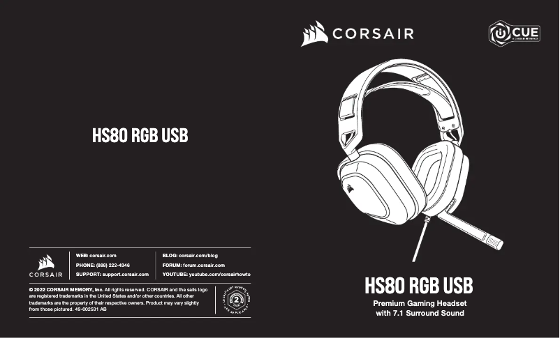 Page 1 de la notice Manuel utilisateur Corsair HS80 RGB USB