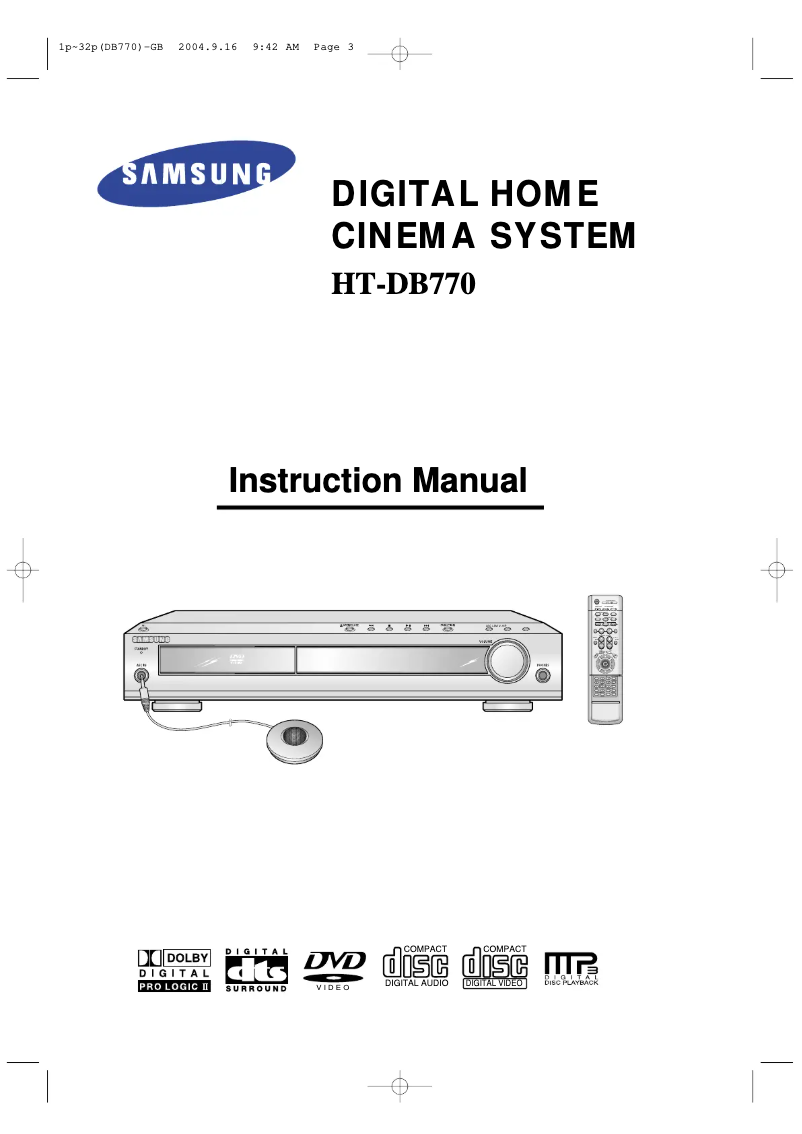 Page n°1 - Manuel utilisateur Samsung HT-DB770