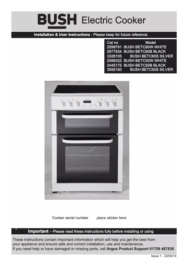 Image de la première page du manuel de l'appareil BETC60W