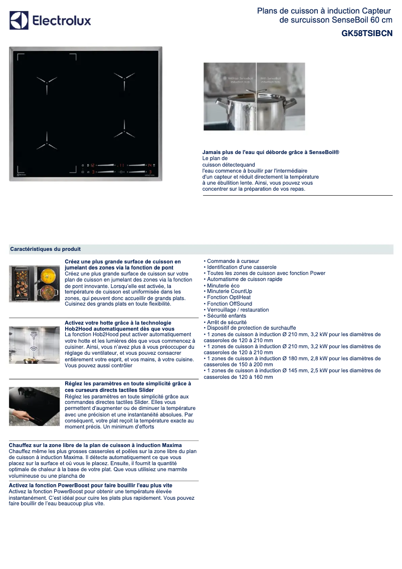 Page n°1 - Fiche technique Electrolux GK58TSIBCN