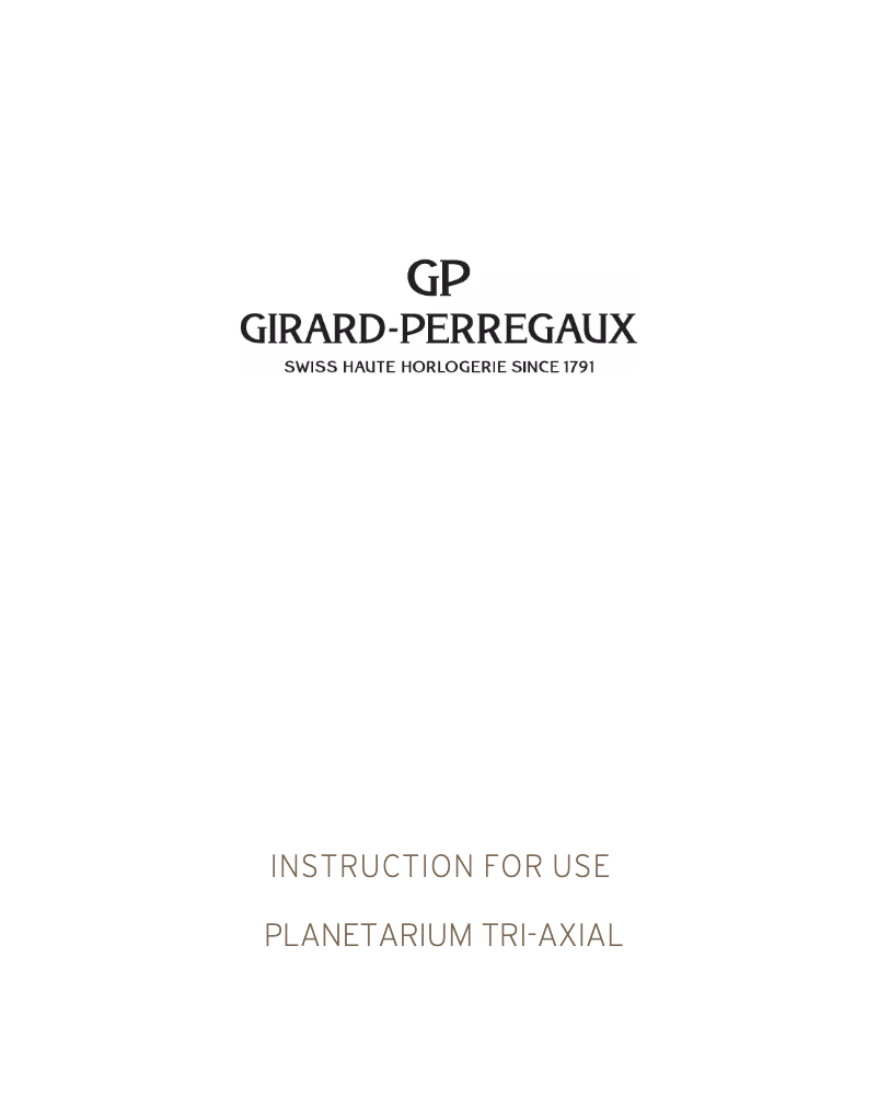 Page n°1 - Manuel utilisateur Girard-Perregaux Bridges 99290B52P951-BA6A