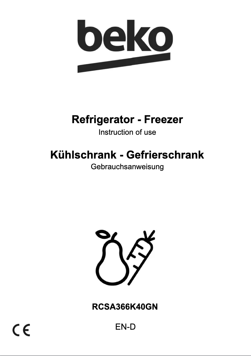Page 1 de la notice Manuel utilisateur Beko RCSA366K40GN