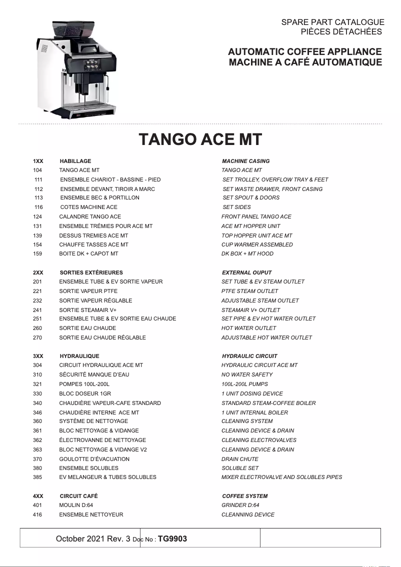 Page 1 de la notice Catalogue UNIC Tango Ace MT