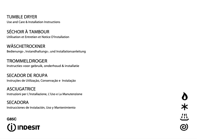 Page 1 de la notice Manuel utilisateur Indesit G 85 C