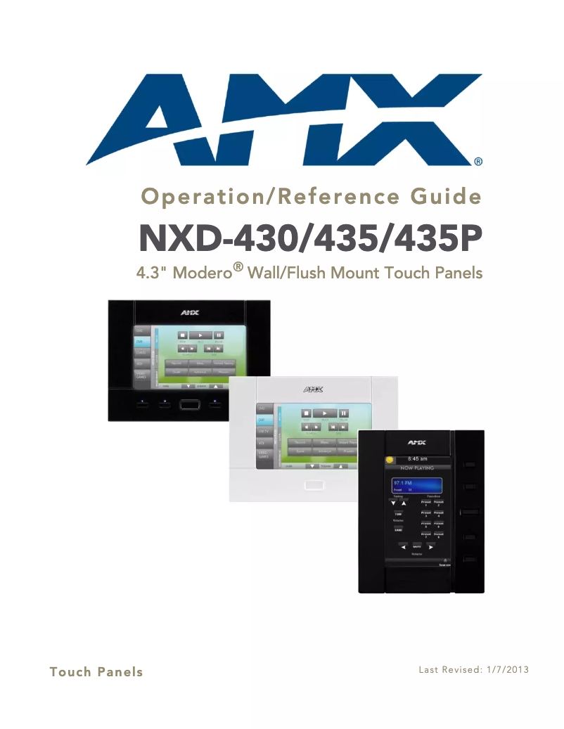 Page 1 de la notice Manuel utilisateur AMX Modero NXD-430