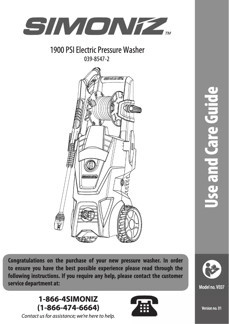 Page 1 de la notice Manuel utilisateur Simoniz 039-8547-2