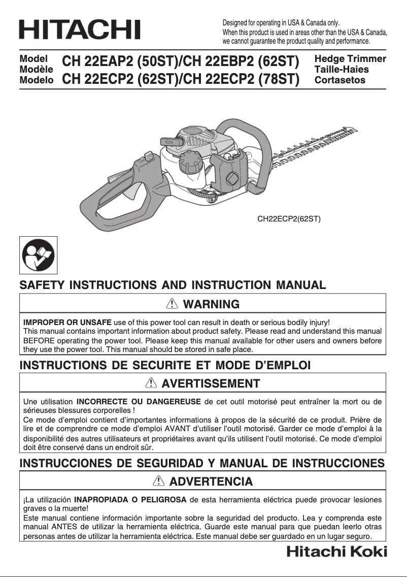 Page 1 de la notice Manuel utilisateur HiKOKI CH22EAP2(50ST)