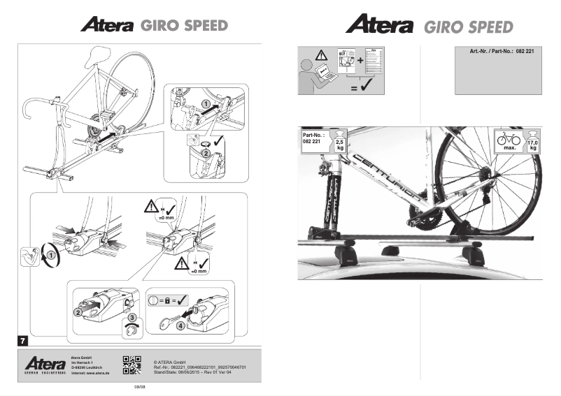 Page 1 de la notice Manuel utilisateur Atera Giro Speed