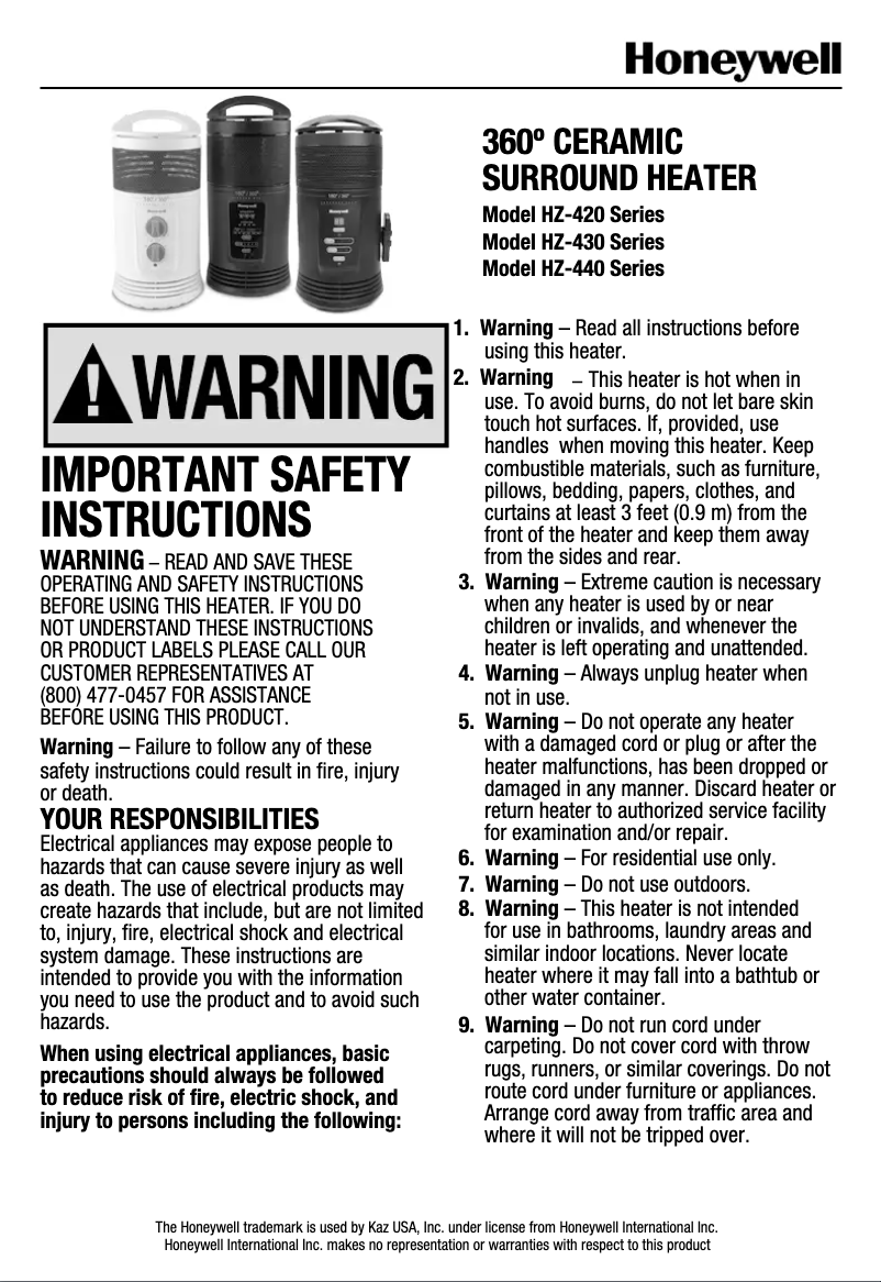 Image de la première page du manuel de l'appareil Surround HZ-445R