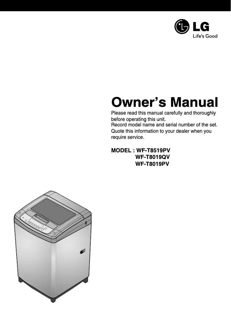 Page n°1 - Manuel utilisateur LG WF-T8519PV