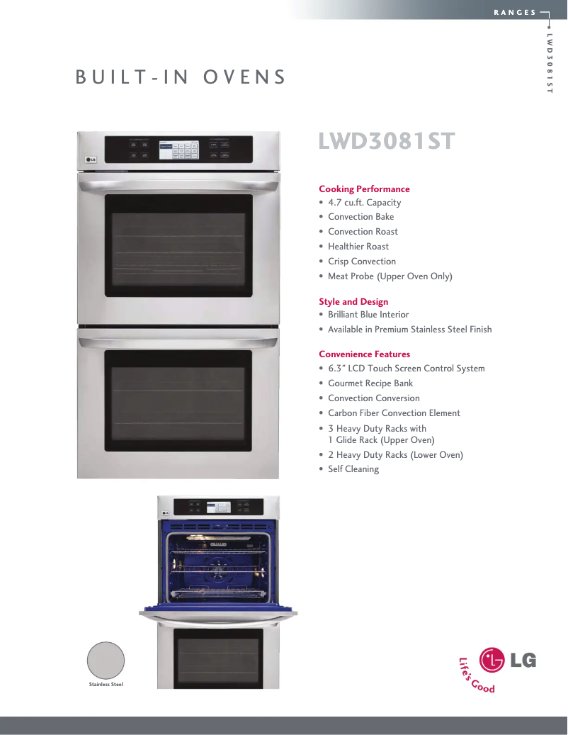 Page n°1 - Fiche technique LG LWD3081ST