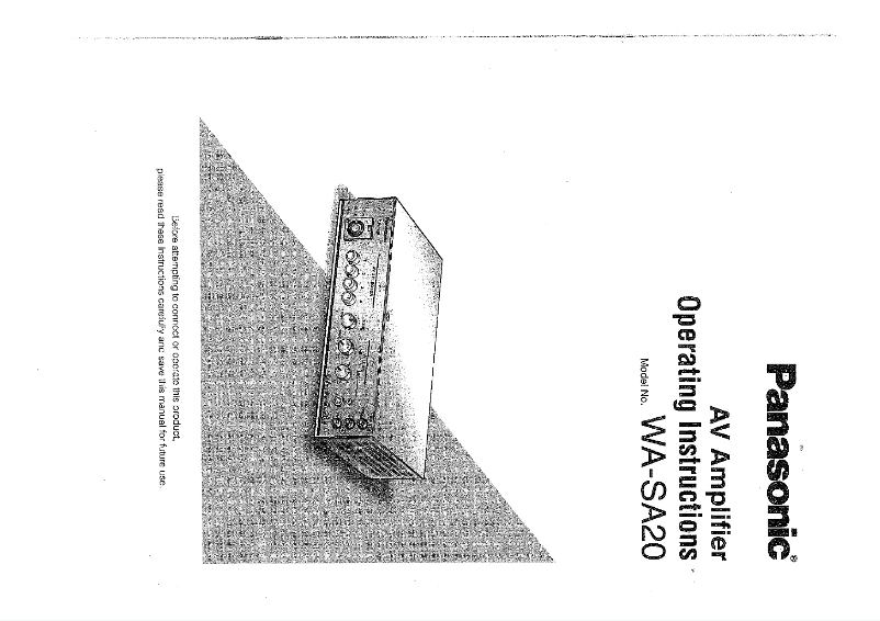 Page 1 de la notice Manuel utilisateur Panasonic WASA20NH