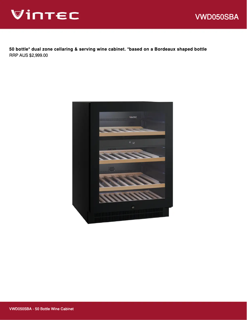 Image de la première page du manuel de l'appareil VWD050SBA