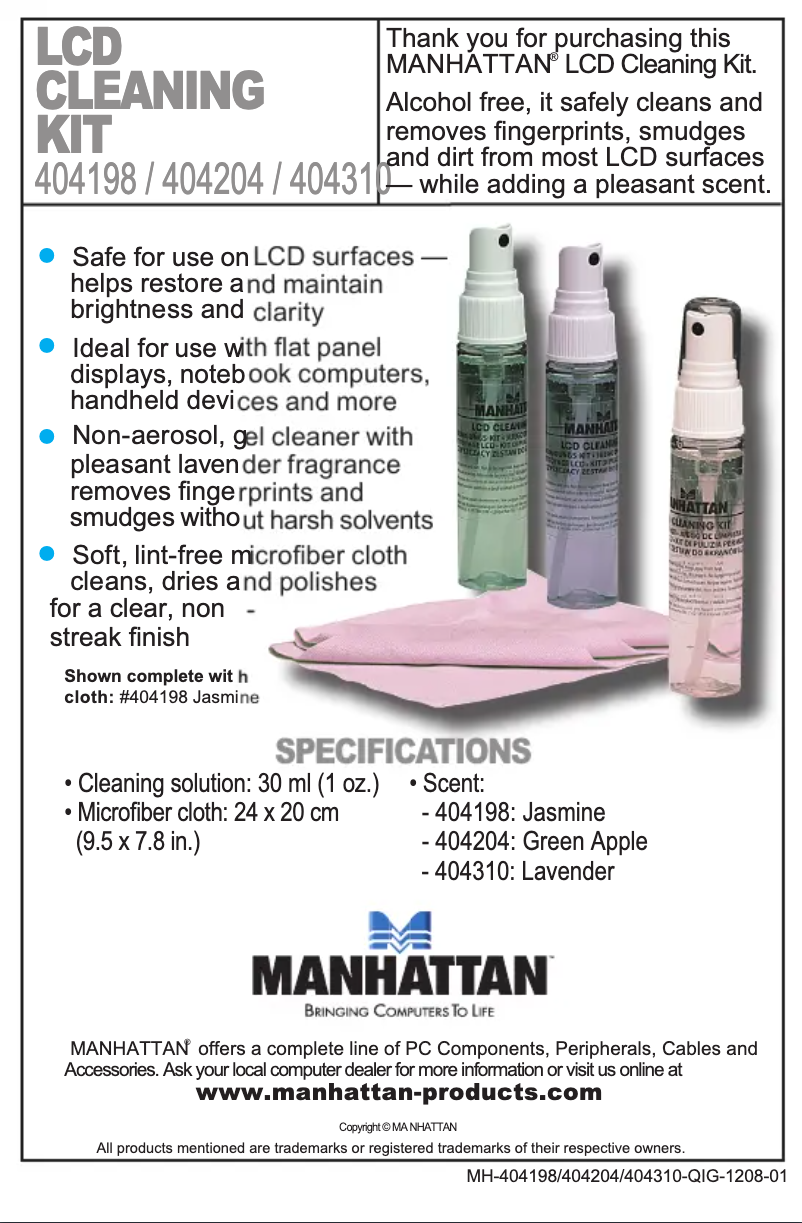 Page 1 de la notice Manuel utilisateur Manhattan 404204