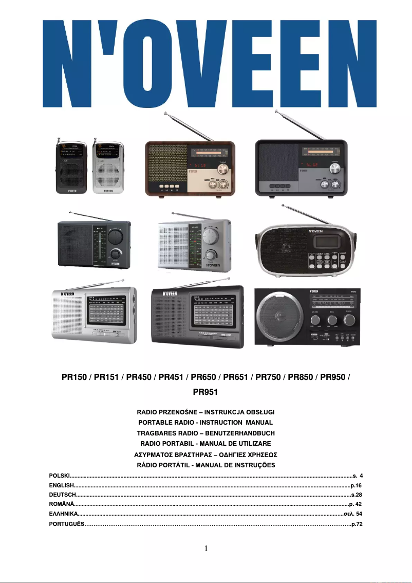 Page n°1 - Manuel utilisateur N'oveen PR950