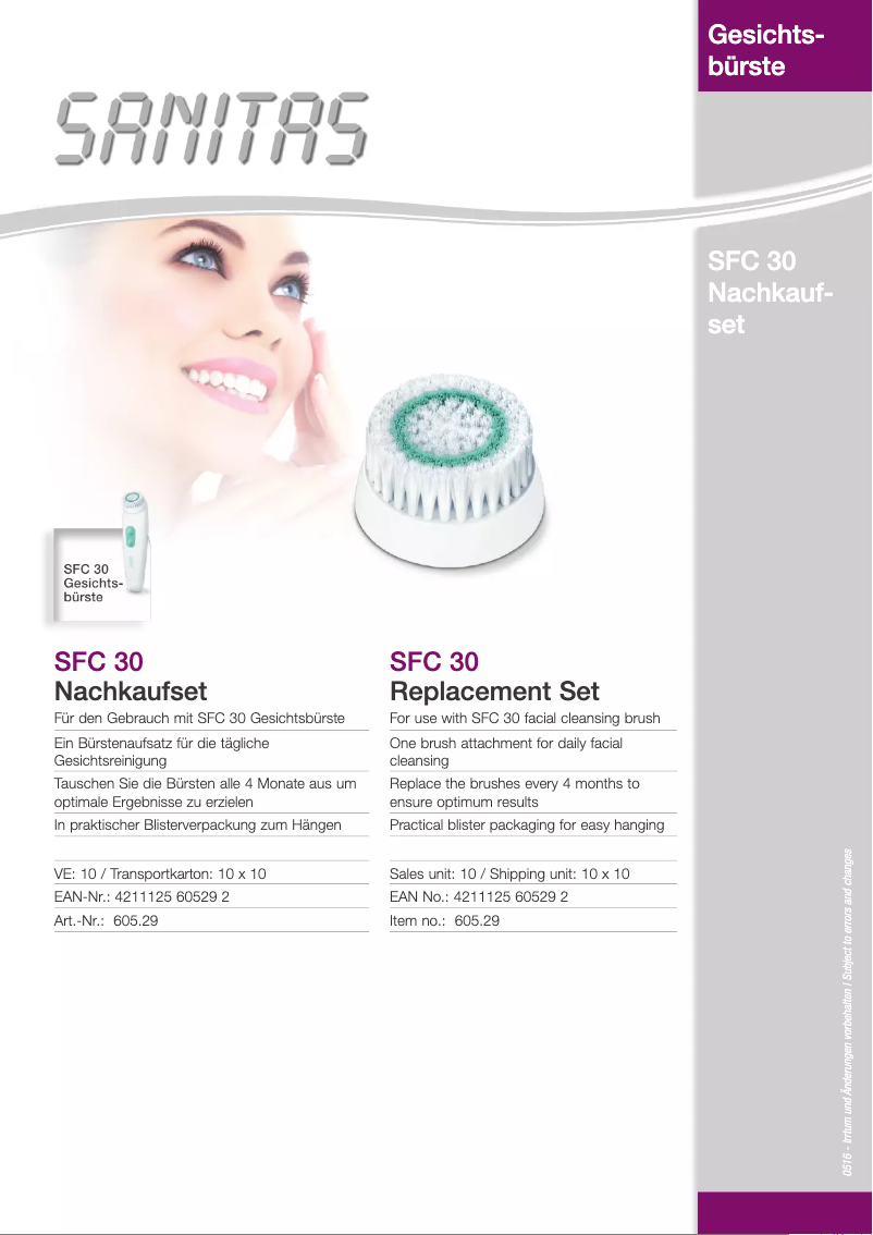 Page 1 de la notice Fiche technique Sanitas SFC 30