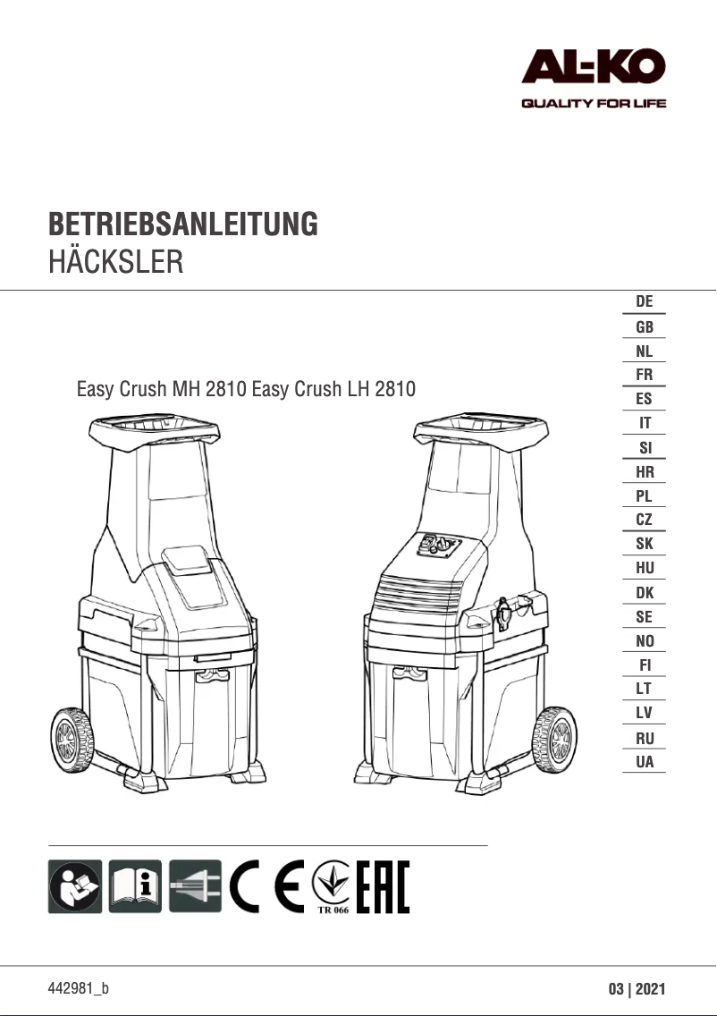 Image de la première page du manuel de l'appareil Easy Crush MH 2810