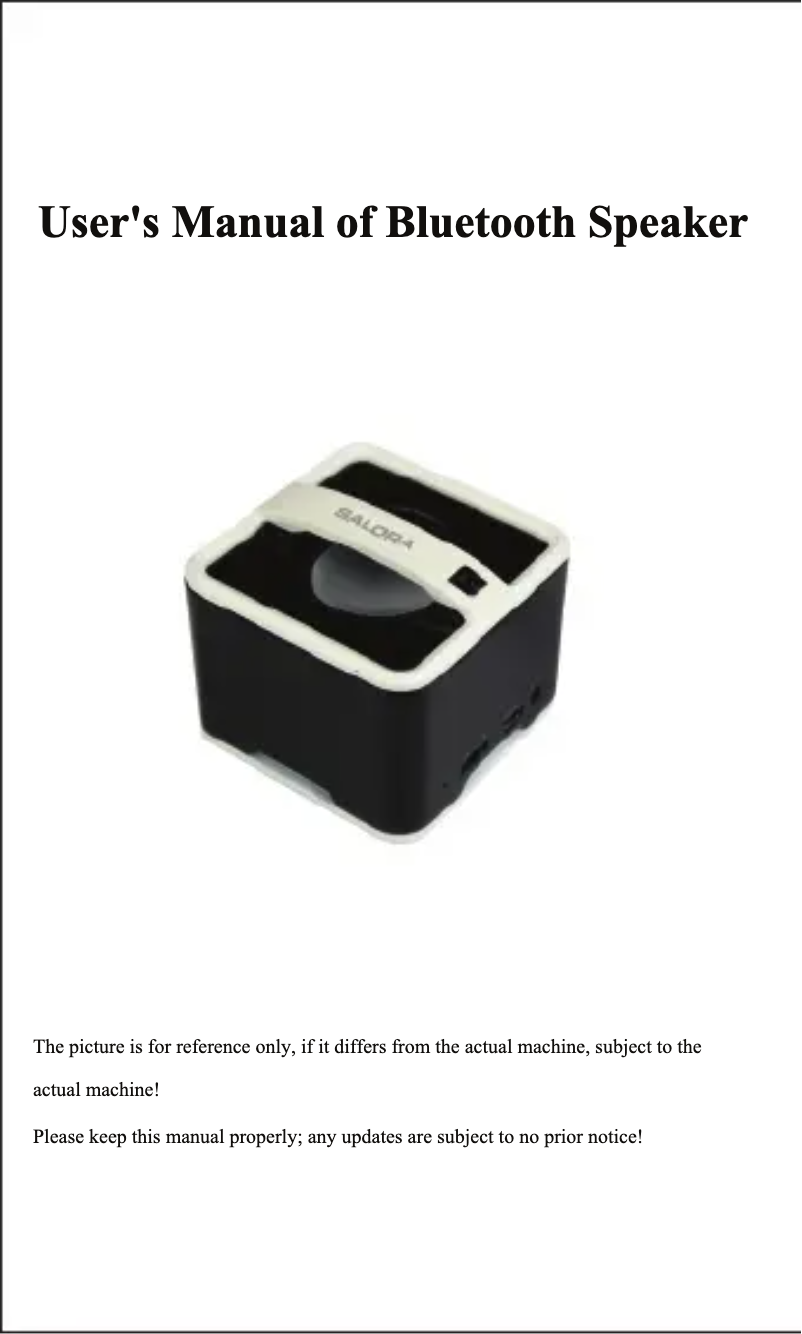 Image de la première page du manuel de l'appareil BTS1000