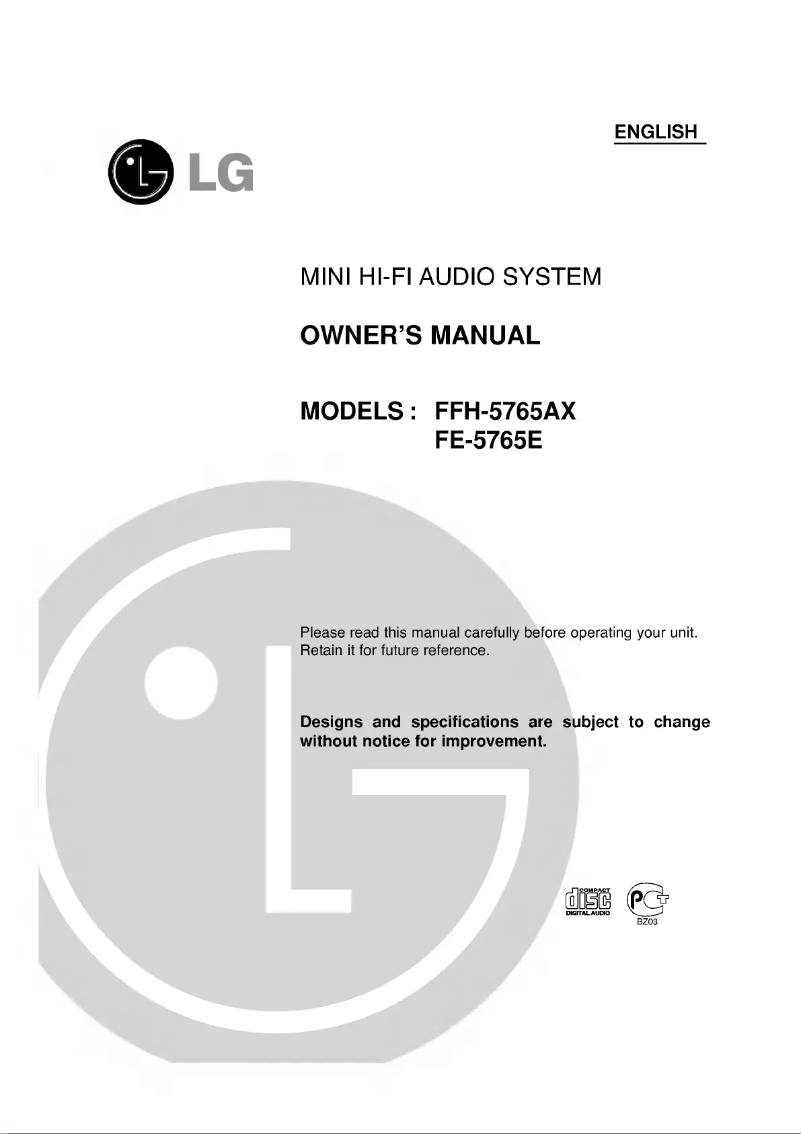 Page 1 de la notice Manuel utilisateur LG FFH-5765AX