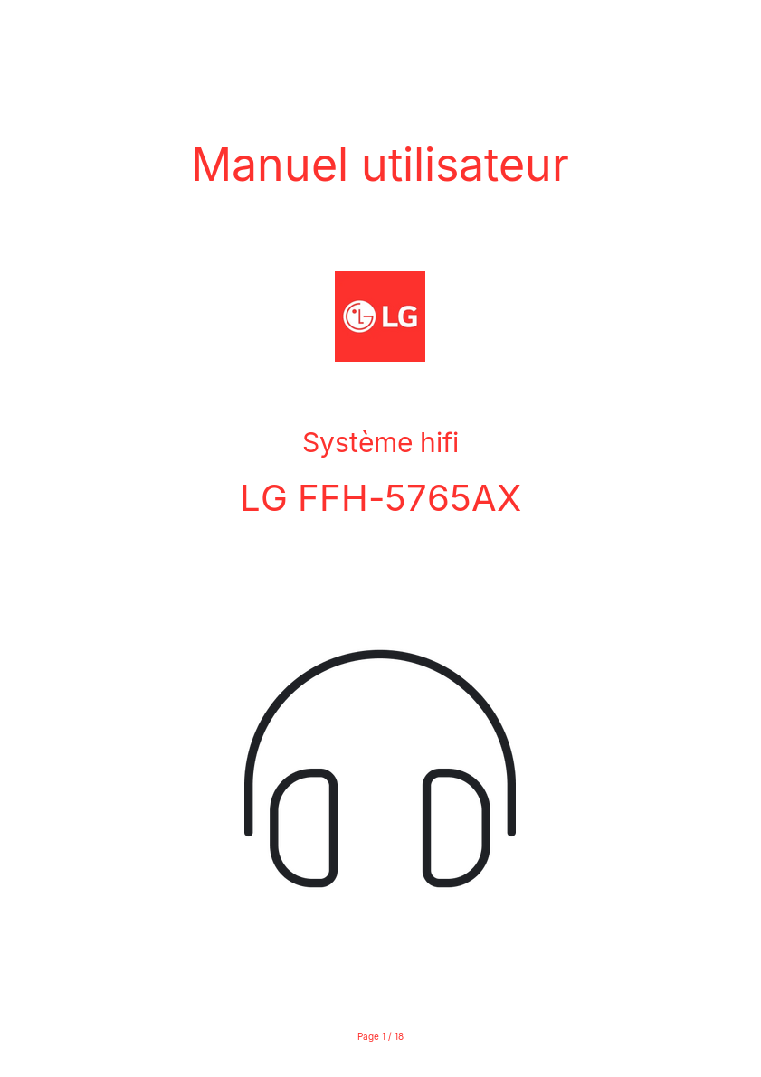 Page n°1 - Manuel utilisateur LG FFH-5765AX