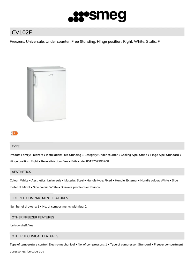 Página 1 del manual Folleto Smeg CV102F