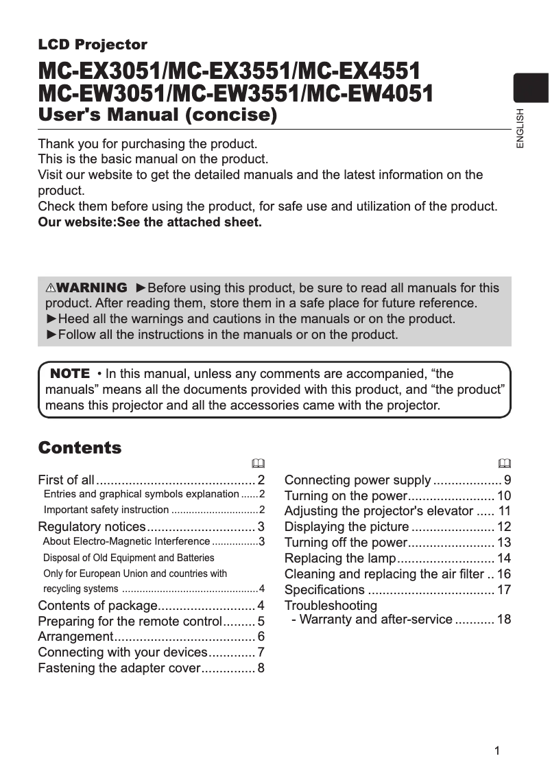 Page 1 de la notice Manuel utilisateur Maxell MC-EW3551