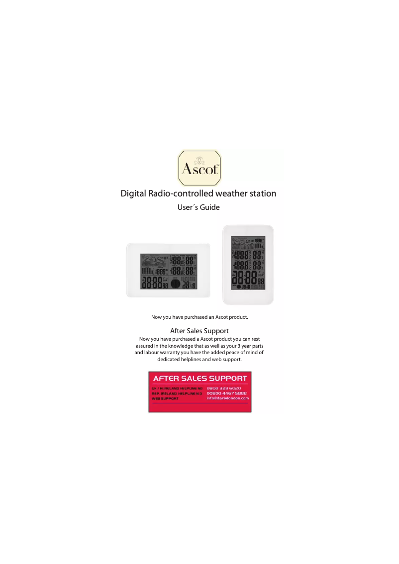 Page 1 de la notice Manuel utilisateur Ascot GT-WS-07w